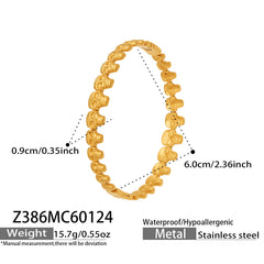18K Gold-Plated Bamboo and Stone Detail Bangle Bracelet