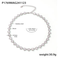 Heart & Round Cubic Zirconia Necklace & Bracelet