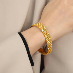 Textured Linked Bangle Bracelet