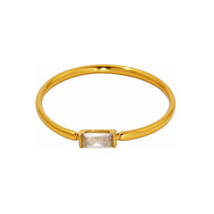 Gold-Tone Rectangular Cubic Zirconia Slim Ring