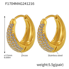 18K Gold-Plated Color Cubic Zirconia Rounded Hoops