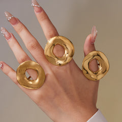 Open Disc Sculptural Stainless Steel Ring
