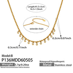 Color Cubic Zirconia Drop Station Necklace