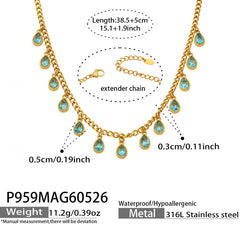 18K Gold-Plated Cubic Zirconia Drop Charm Necklace