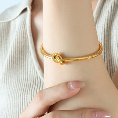 18K Gold-Plated Knotted Open Cuff Bracelet