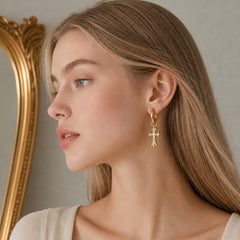 Daphne Vintage-Inspired Cross Stud Earrings