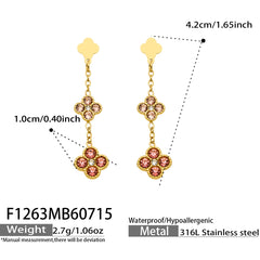 18K Gold-Plated Color Cubic Zirconia Flower Earrings