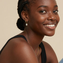 Natural Pearl Drop Small Hoop Earrings