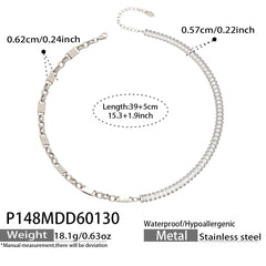 Cubic Zirconia & Chain Split Necklace