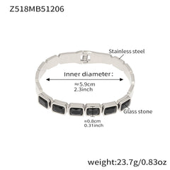 Czech Glass Square Accent Clasp Bangle