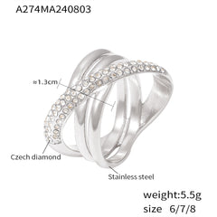 18K Gold-Plated Sparkling Crossover Ring