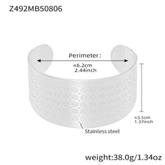 18K Gold-Plated Wide Floral Texture Cuff Bracelets
