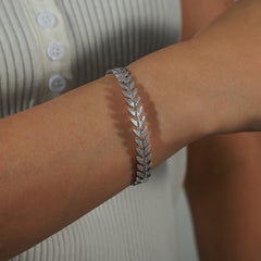 Leaf-Link Open Cuff Bracelet