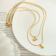 18K Gold-Plated Opal Accent Layered Necklace