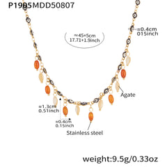 Enamel and Natural Agate Charm Necklace