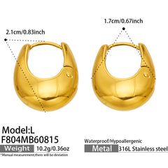 Polished U-Shaped 316L Stainless Steel Earrings