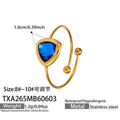 18K Gold-Plated Triangle Glass Accent Open Ring
