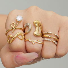 18K Gold-Plated Cubic Zirconia Open Ring Collection