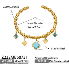 18K Gold-Plated Clover Charm Bead Bracelet