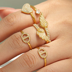 Cubic Zirconia Heart, Wing & Geometric Rings