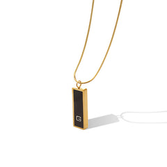 Black Acrylic Rectangle Tag Necklace