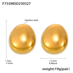 Rounded Stainless Steel Statement Stud Earrings