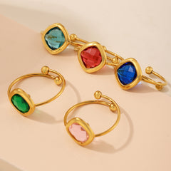 Colored Glass Geometric Open Ring