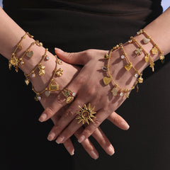 Gold-Tone Sparkling Charm Bracelet or Anklet