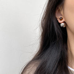 Daphne Vintage-Inspired Tiger-Eye Sphere Stud Earrings
