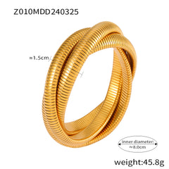 18K Gold-Plated Sculptural Flexible Cuff Bracelet