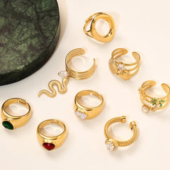 Cubic Zirconia Sculptural Open Ring Collection