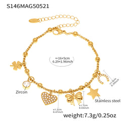 Gold-Tone Sparkling Charm Bracelet or Anklet