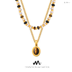 Tiger Eye Pendant & Natural Stone Beaded Necklaces