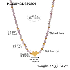 Natural Stone Heart or Shell Pearl-Look Beaded Necklace