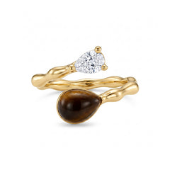 Nadine Vintage-Inspired Tiger-Eye Pavé Adjustable Ring