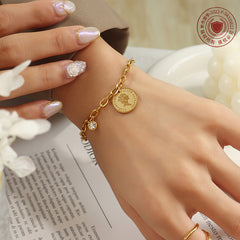 Coin Charm Chain Bracelet