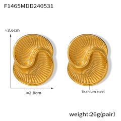 Textured Spiral Disc Stud Earrings