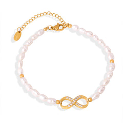 Freshwater Pearl Infinity Detail Bracelet