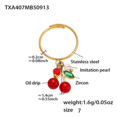 Cherry Enamel Cubic Zirconia Jewelry