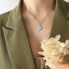 Decorative Coin or Square Relief Pendant Necklace