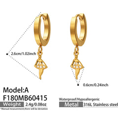 Cubic Zirconia Geometric Drop Hoop Earrings