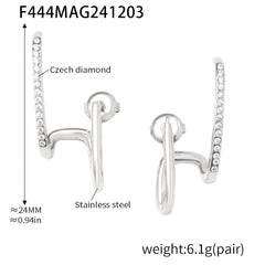 Linear Cubic Zirconia Stainless Steel Earrings