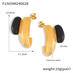 Enamel Ribbed Hoop Earrings