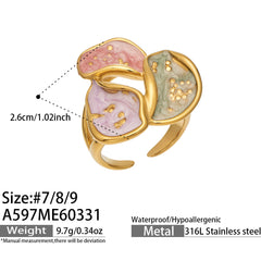 Color Enamel Sculptural Leaf Ring Designs