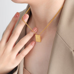 Gold-Tone Square Initial Pendant Necklace