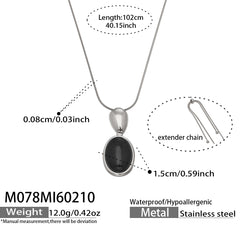 Tiger Eye and Black Agate Long Pendant Necklace