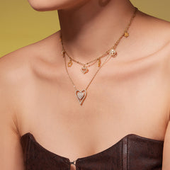 Cubic Zirconia Heart Layered Necklace Designs