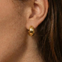 Polished C-Shaped Stainless Steel Stud Earrings