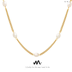 Freshwater Pearl Chain Station Necklace