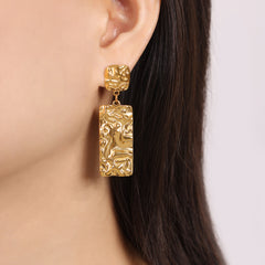 Textured Rectangular Drop Earrings
